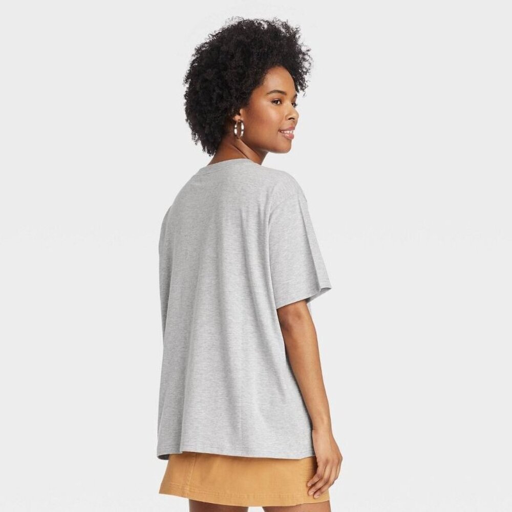 Medium - Womens Focus on the Good Oversized Short Sleeve T-Shirt - Gray - Picture 3 of 6